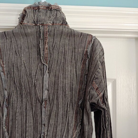 Womens Crepe Faded Grunge Rocker Steampunk Regency Victorian Vampire Shirt L - Picture 9 of 14